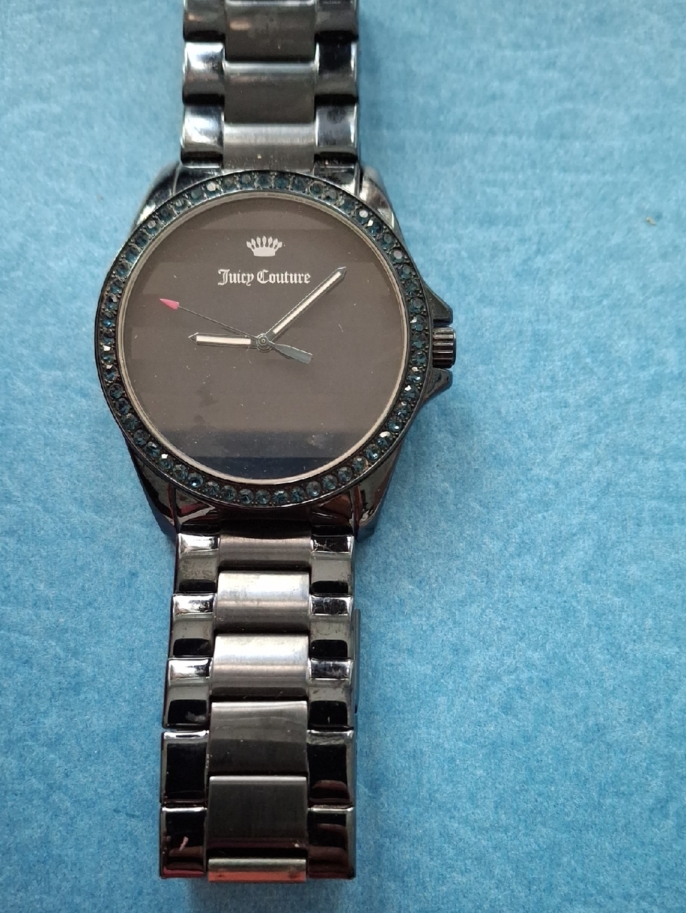 Juicy Couture Black Crystal Accent Stainless Steel Women's Watch, Dark Navy Blue